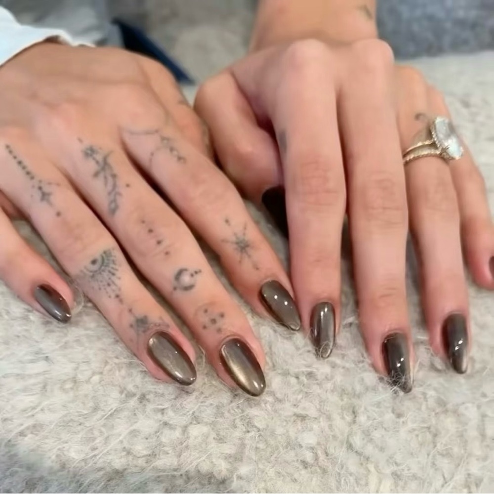 Glossy Brown Nail Press-ons 🍩🍯